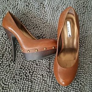 H by Halston Brown studded  pumps